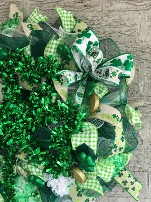 Handmade St. Patrick's Day Wreath - Deco Mesh 22