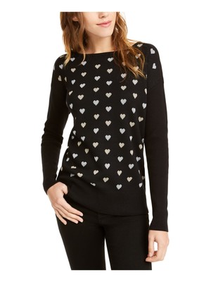 

MAISON JULES Женский черный топ с вырезом лодочкой и длинными рукавами с принтом Размер