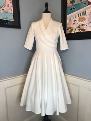 The Pretty Dress Company Vintage Retro 50s Style Ivory Leyla Dress Sz UK10/US6 