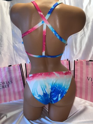 Victorias Secret PINK Swim Suit Flounce Tie-Dye Cagey Back Small