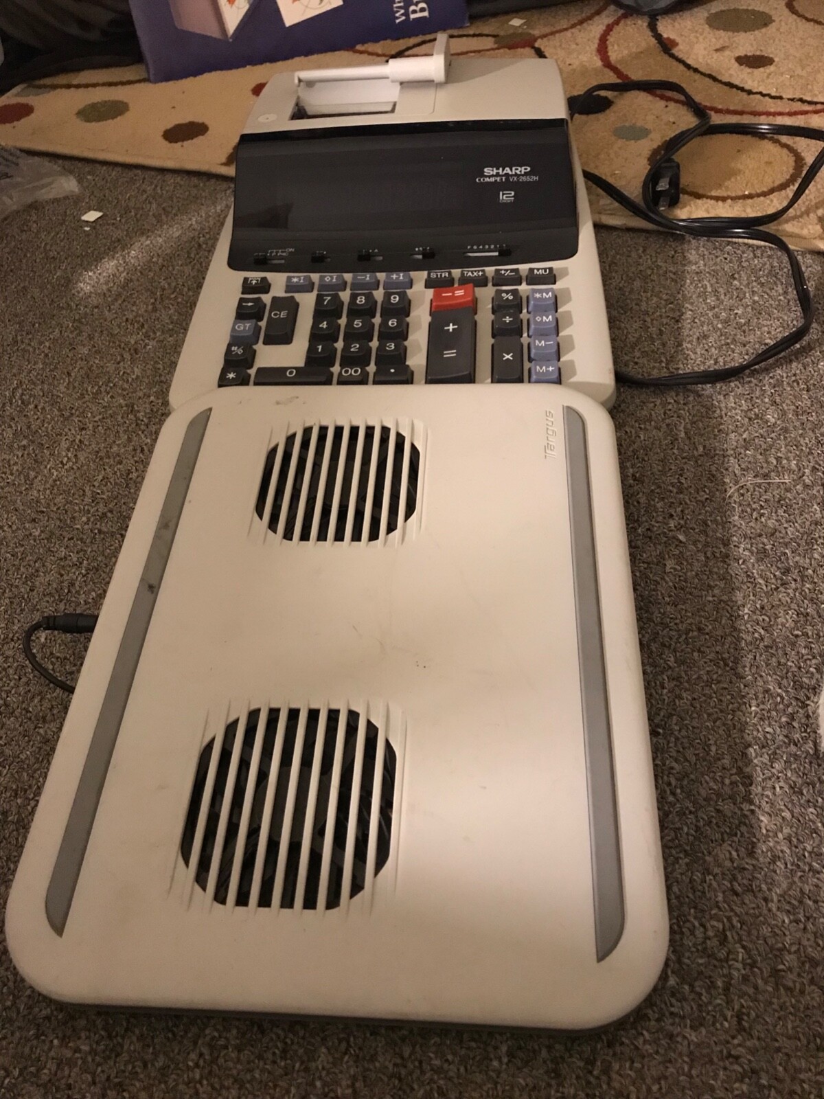 SHARP COMPET VX-2652H PRINTING CALCULATOR GOOD CONDITION +LAPTOP COOLING STAND