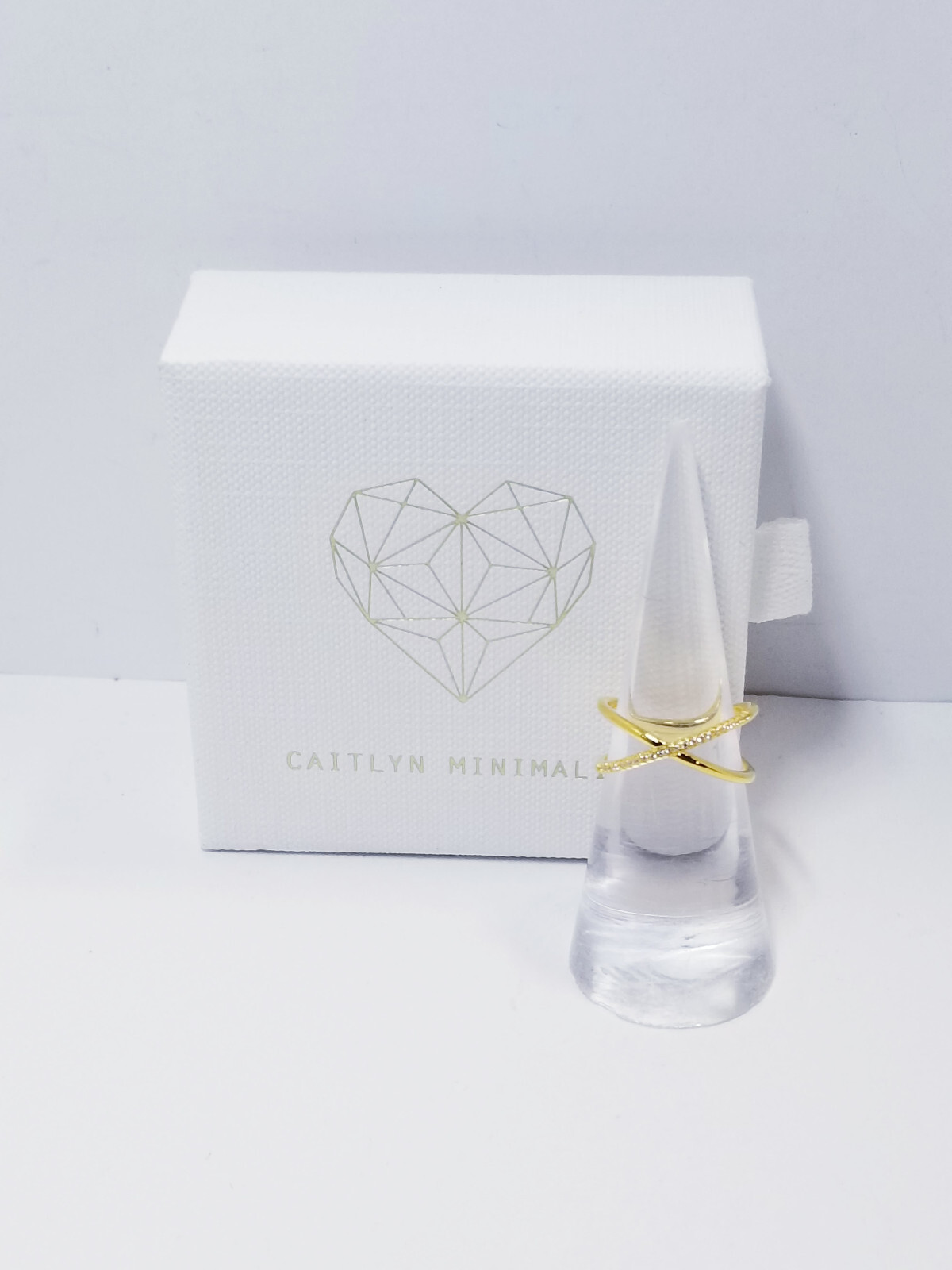 Caitlyn Minimalist Pave X Ring sz 6