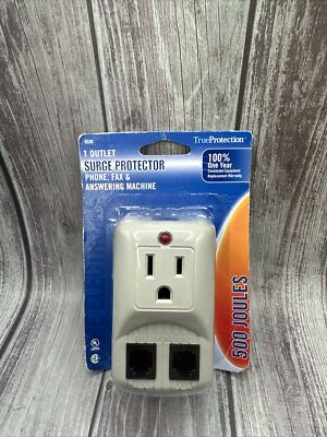 True Protection Surge Protector 1 Outlet, Phone Fax & Answering Machine