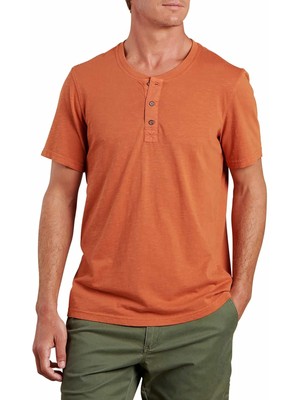 

ВИНС. Мужская оранжевая рубашка Heather с коротким рукавом Slim Fit Stretch Henley, Оранжевый, M74809223A