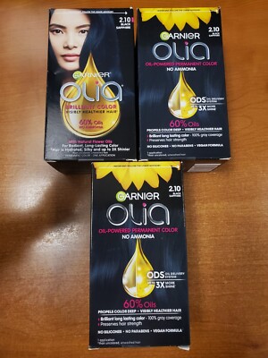 3 Boxes: Garnier Olia Permanent Hair Color *#2.10 Black Sapphire* R7P5b