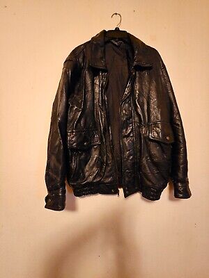   Giovanni Navarre Black Patchwork Pieced Leather Jacket XL 