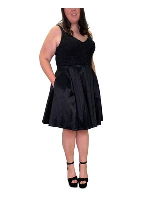 Женское черное платье без рукавов длиной до колена с ИЗУМРУДНЫМ пломбиром Fit + Flare 24