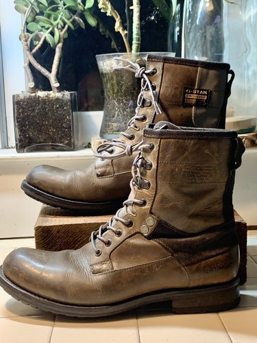 G-Star Raw Men's Patton-IV-Marker High Olive Leather Boots G-Star Raw Men's Patton-IV-Marker High Olive Leather Boots