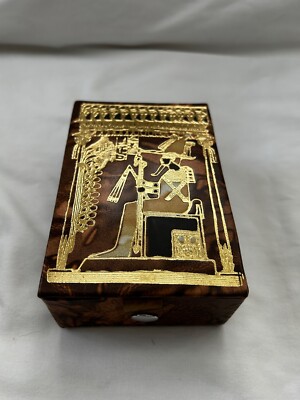 Egyptian Camel Leather Jewelry Box Pharaoh Brown God Osiris 5.5'' X 3.75'' #46
