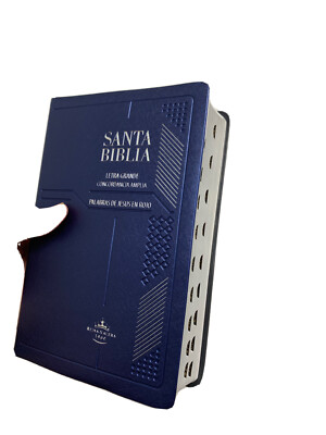 BIBLIA REINA VALERA 1960, AZUL con INDEX   tapa vinil tamano manual 12 puntos 