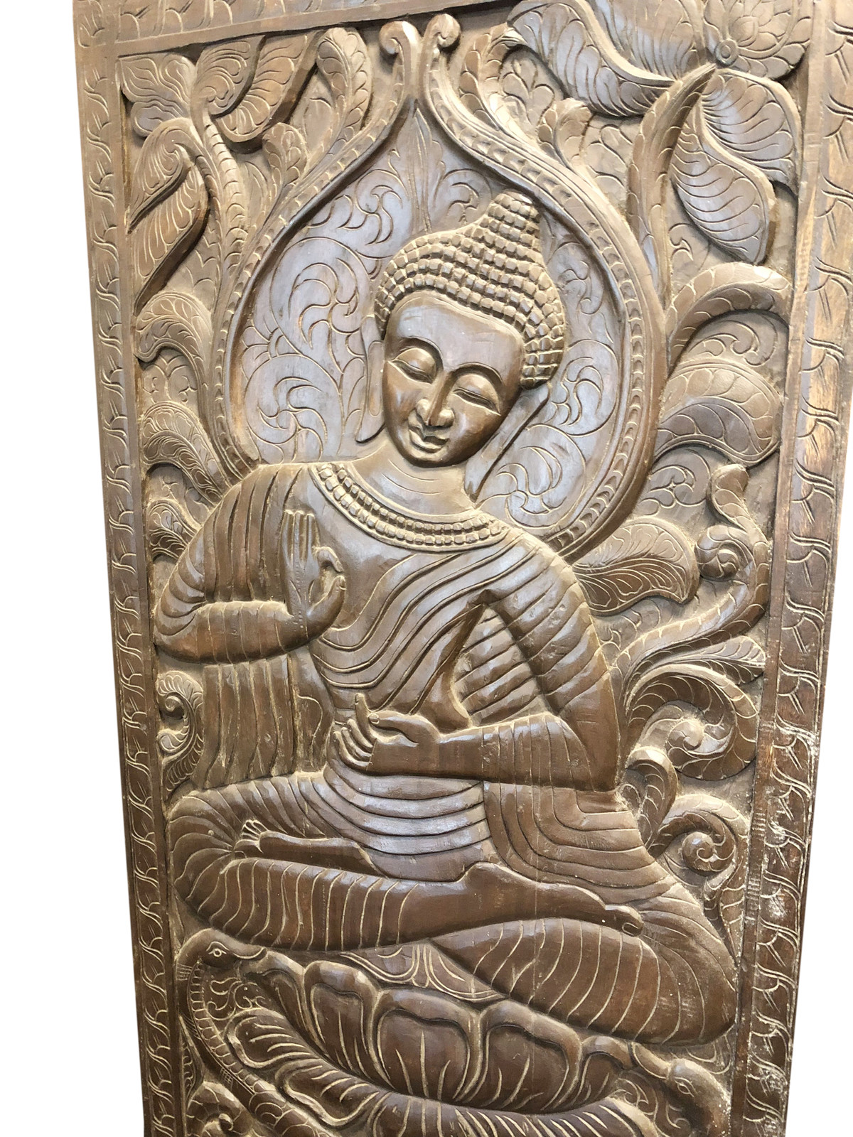 Vintage Hand Carved Buddha Wall Decor Wooden Wall Hanging Barn Door