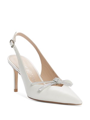 

STUART WEITZMAN Женские белые кожаные туфли с острым носком Sb597 Slingback 9,5 B на шпильках, Белый, SB597