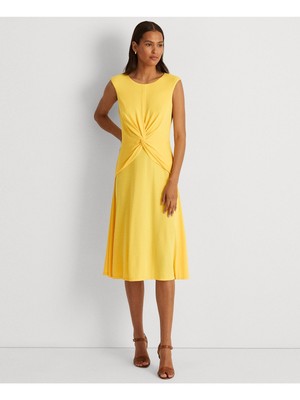 

LAUREN RALPH LAUREN Женское желтое платье без рукавов с запахом спереди и расклешенным кроем, Желтый