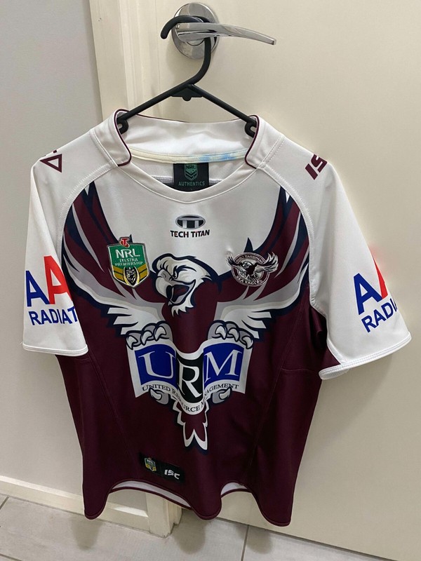 Manly Sea Eagles Jersey Mens Size Large L Community 2014 Nrl Isc Rugby League