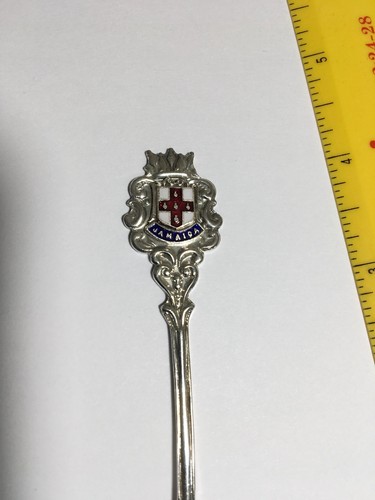 Vintage Jamaica Exquisite EPNS Silver Plate Enamel Pineapple Souvenir Spoon