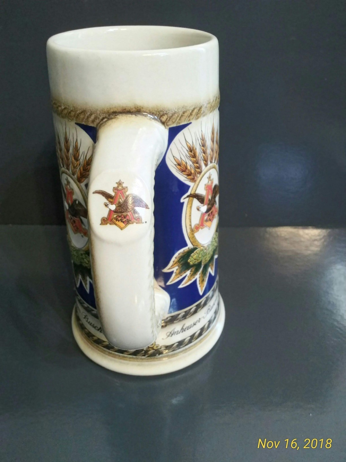 Vintage Budweiser 1986 Horseshoe Beer Stein by Staffel Stoneware West Germany