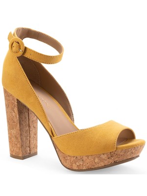 Женские босоножки с круглым носком на блочном каблуке SUN STONE Womens Yellow 1 на платформе Reeta 6 М