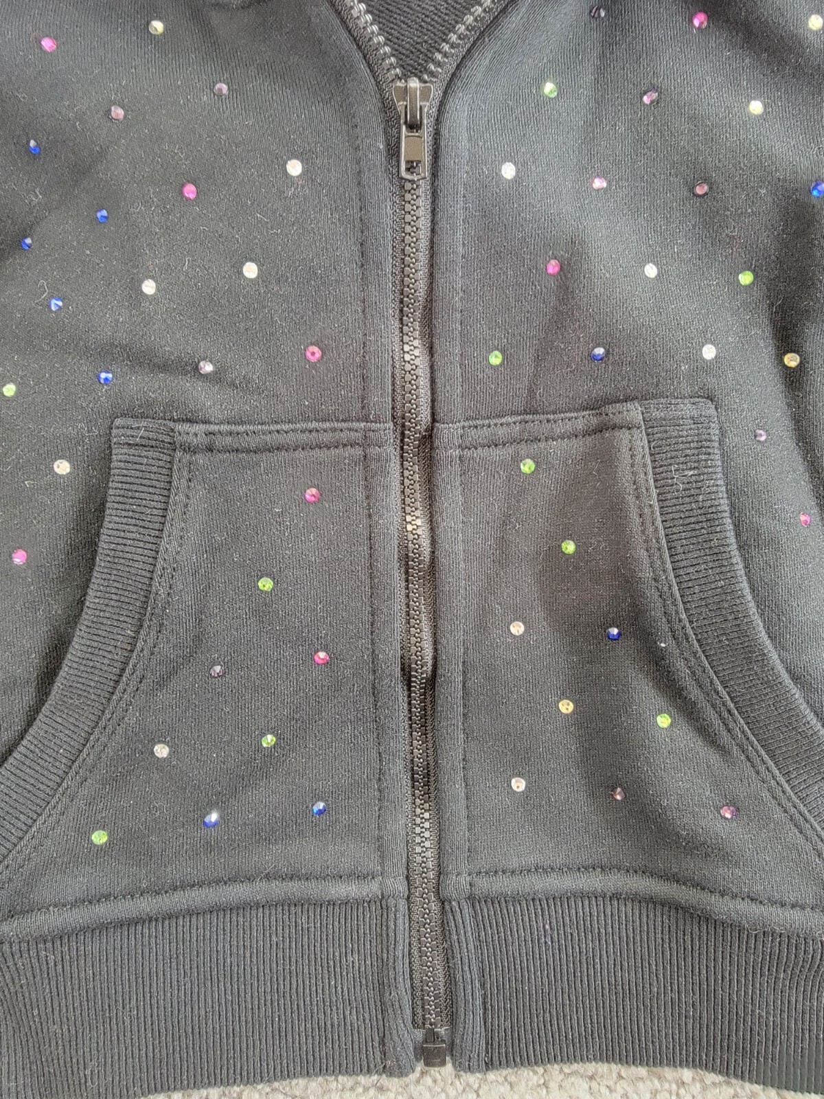 Terez Gems Full Zip Hoodie Toddler Girls' 4 Black Kangaroo Pockets Long Sleeve - Picture 9 of 15