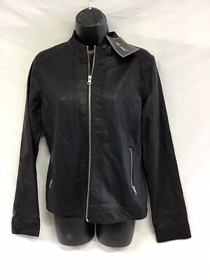 Womens Me Jane Faux Leather Jacket Coat  Zipper NWT Size Large