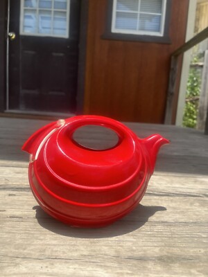 Hall Teapot Rhythm Chinese Red Art Deco 9 x 5&1/2 x 5&1/4  Original Wax