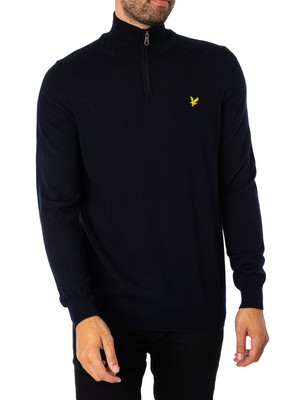 

Мужская трикотажная рубашка мериносового цвета с молнией на четверть Lyle - Scott, синяя, Синий