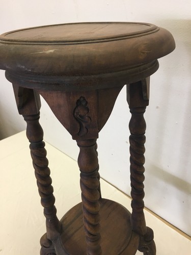 Victorian Carved Hand Made Mahogany WoodOpen Barley Twist Plant Stand Table