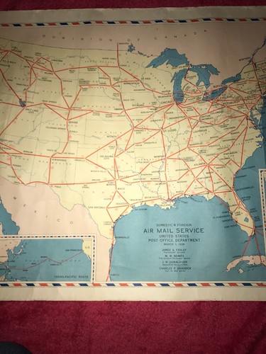 * SUPER RARE* 1939 US AIR MAIL MAP One Of A Kind!! Collectors Dream