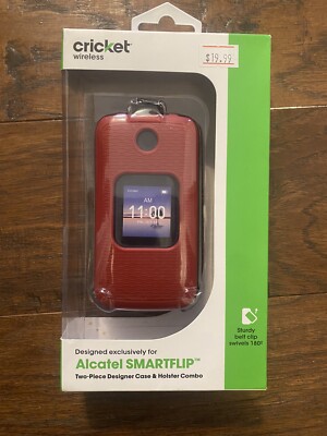 Cricket Wireless Red Case & Holster Combo for Alcatel Smartflip NEW