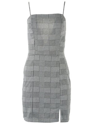 БЕЗ КОММЕНТАРИЕВ Женское короткое вечернее платье-футляр на тонких бретельках с квадратным вырезом и квадратной горловиной