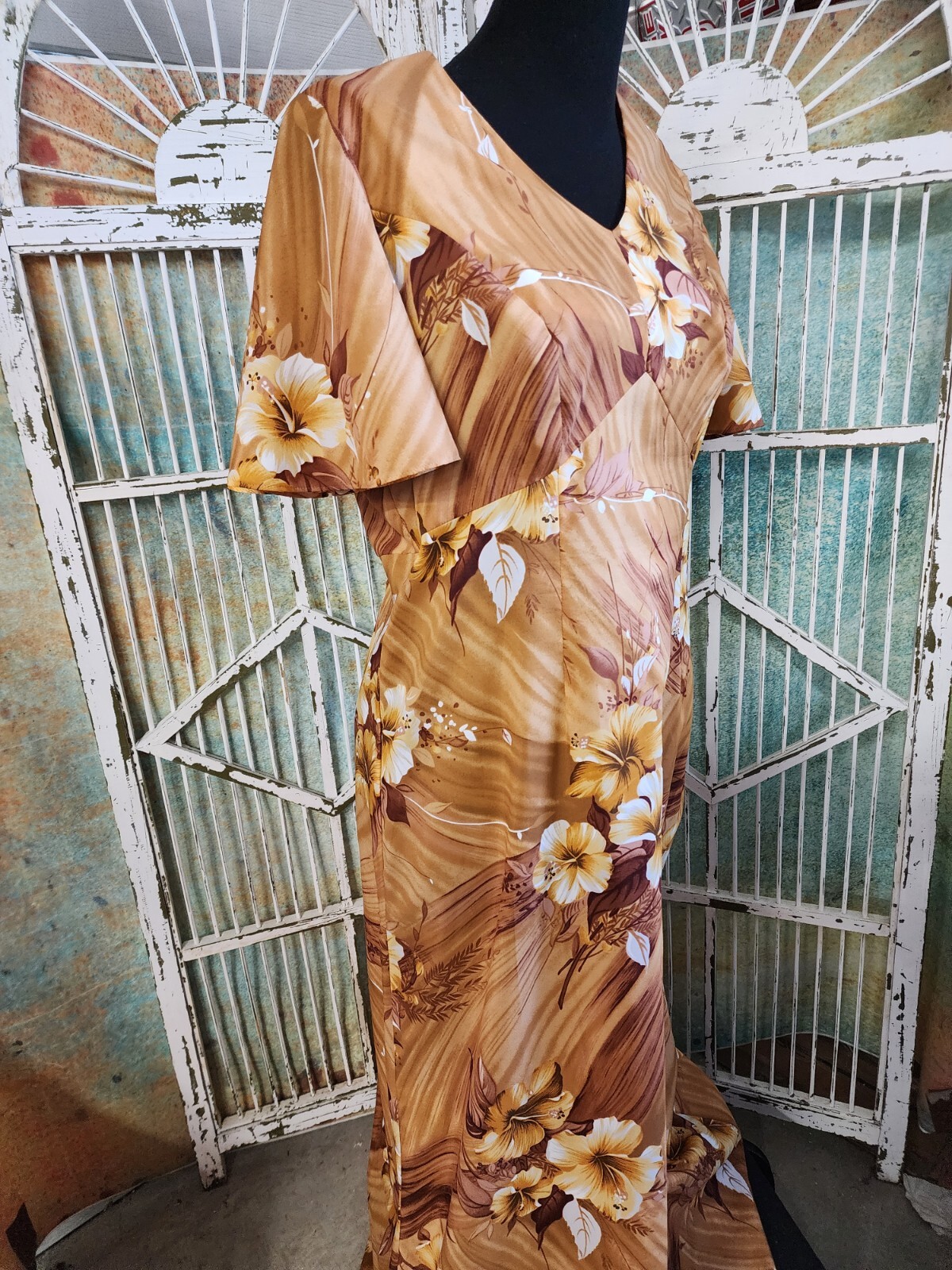 ヴィンテージ　花柄　ショートオール Vintage 1960s Royal Hawaiian Womens Hibiscus Print Dress Sz