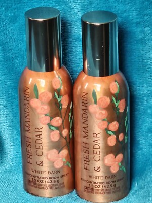 White Barn Bath & Body Works FRESH MANDARIN & CEDAR Concentrated Room Spray 2pk