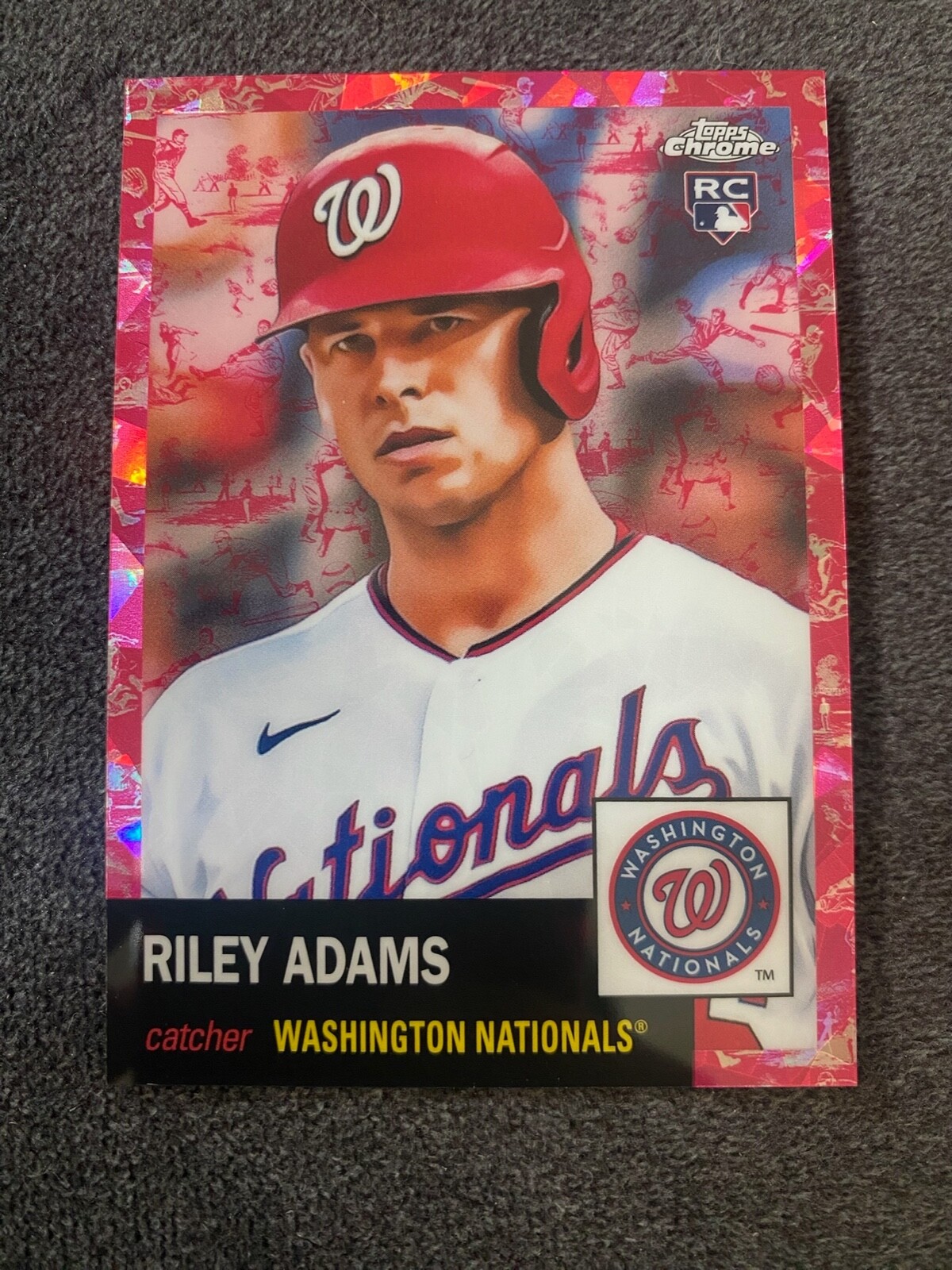 2022 Topps Chrome Platinum Riley Adams RC #406 Pink Toile