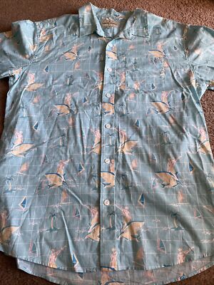 Tipsy Elves Adult 2XL XXL Button Down Dress Shirt Sharks Sail Boats Great White