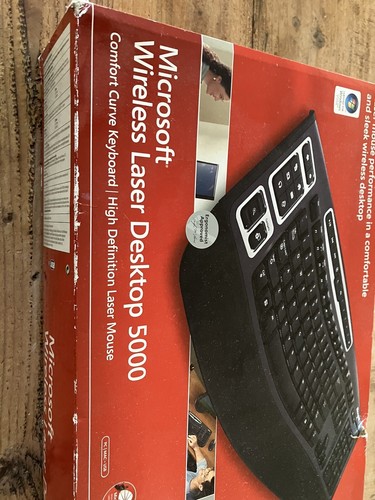 New | Microsoft Wireless Laser Desktop 5000 Comfort Curve Keyboard ...