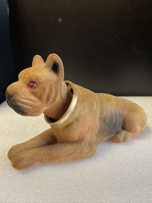 VINTAGE Tilso 9'' BOXER Bobblehead Flocked Nodder Dog Metal Led Weight