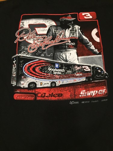 vintage 90s Dale Earnhardt Black T-Shirt The Man Sz L NASCAR USA made