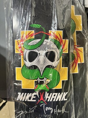 Tony Hawk Mike McGill  Mike Hawk  Everybody Skates Skateboard Signed Black New