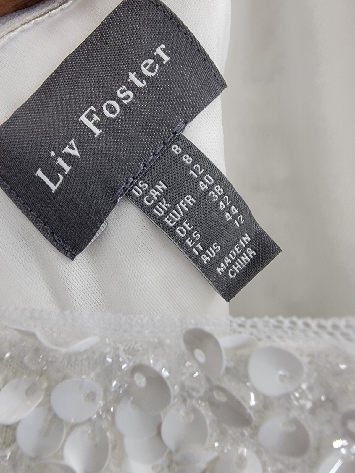 Liv Foster Sequin Halter Mini Dress Women's 8 Ivory Open Back Button Zip Closure - Picture 13 of 19