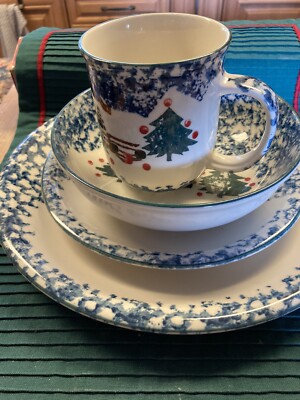 Get Ready For The Holidays ! Folk Craft Tienshan  Cabin In The Snow   Dinnerware