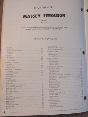 * Massey 1150  MF1150  Tractor I&T Service Repair Shop Manual  mf  Issued 1974