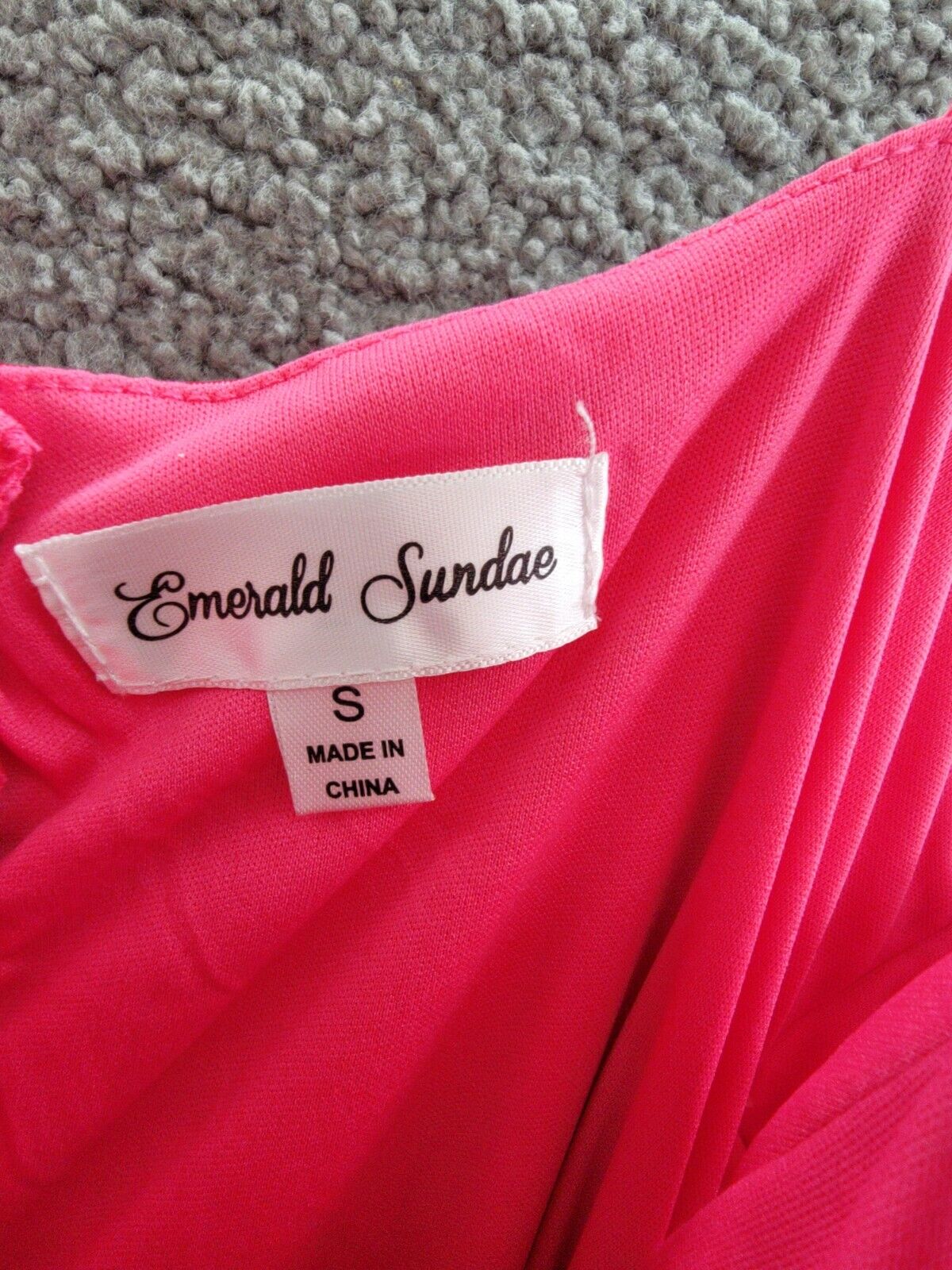 Emerald Sundae Notch-Neck Satin Leg-Slit Gown Juniors' S Neon Pink Back Zipped - Picture 8 of 16