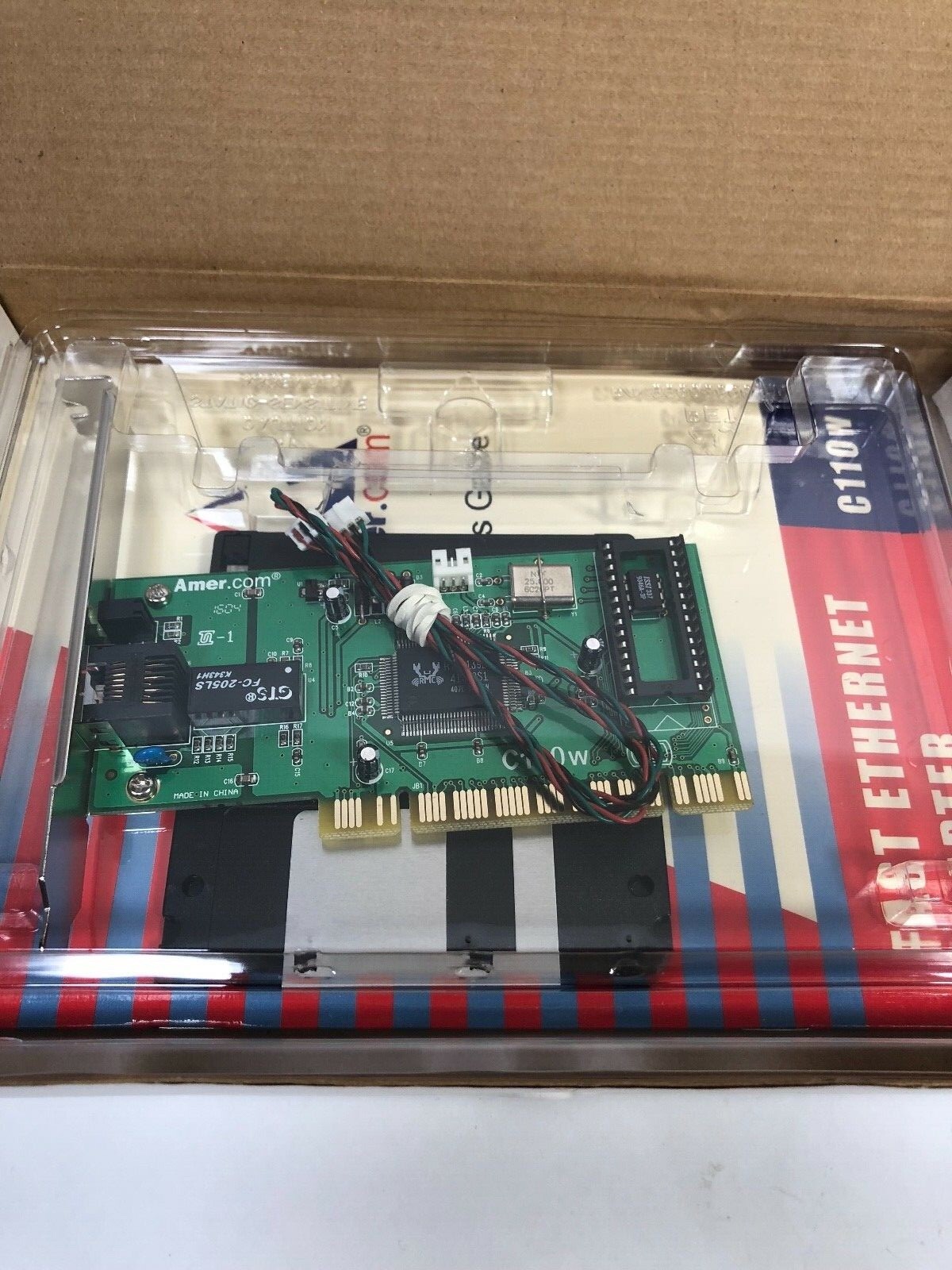 LOT OF 3 AMER FAST ETHERNET ADAPTER CARD  C110W WITH WOL Cable NEW