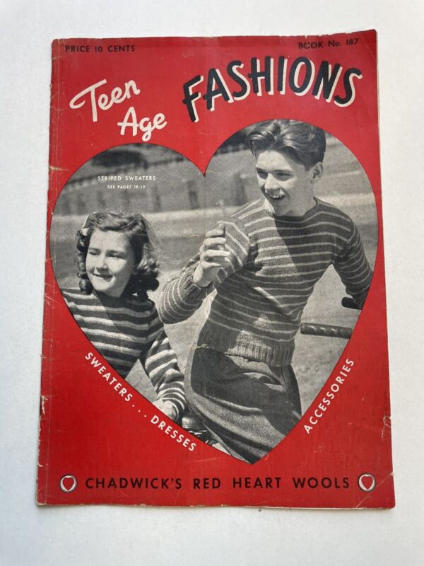 Chadwicks Red Heart Wools Teen Age Fashions No 187 1942 Dresses Sweaters Vintage