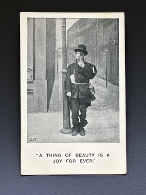 Postcard A THING OF BEAUTY IS AJOY FOREVER Humor Man Standing Street Light R03