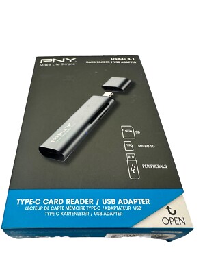 PNY USB-C 3.1 Type-C Card Reader USB Adapter - P-CRMUS3A-BX - NEW