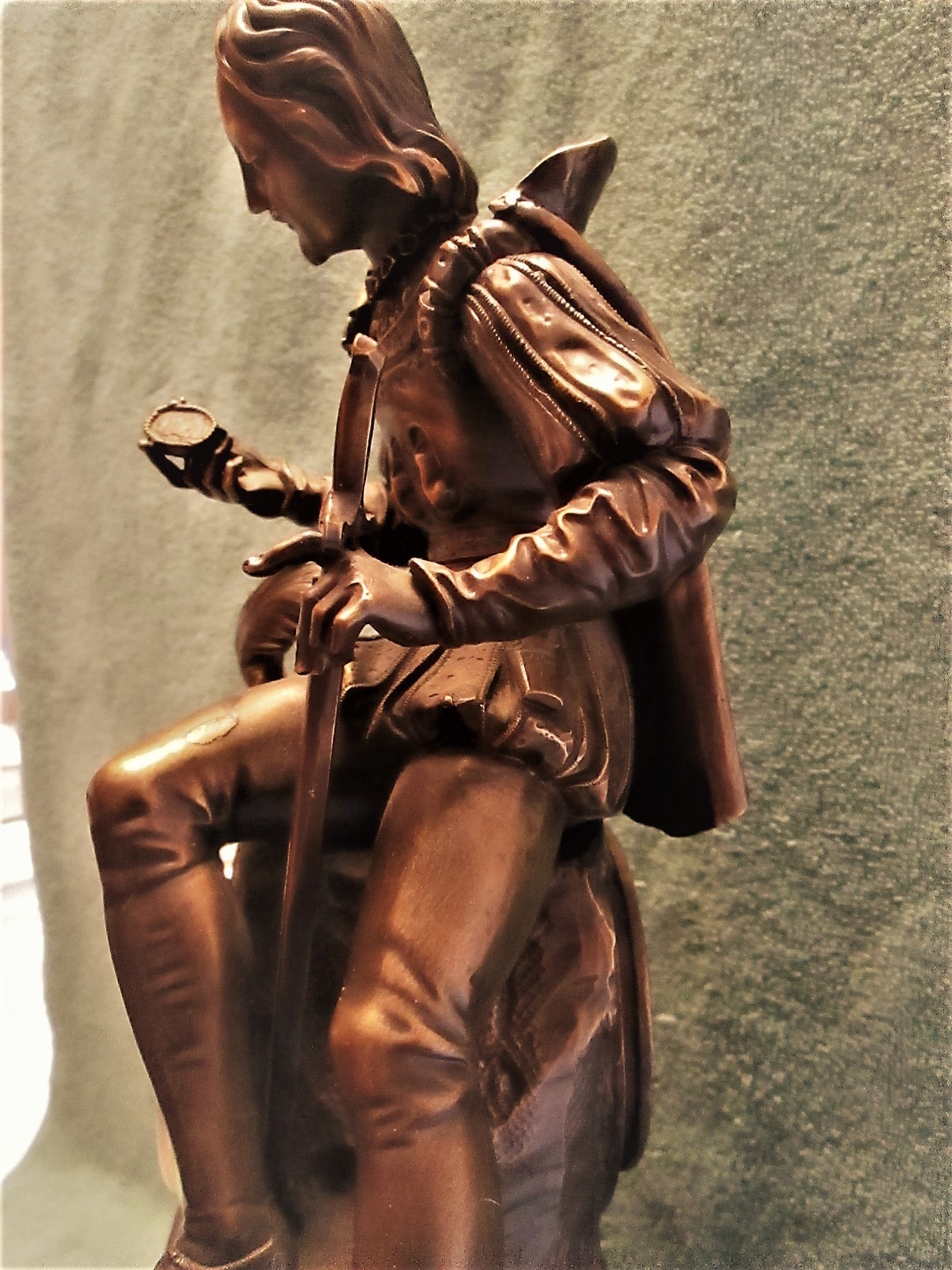 Large Bronze Statue With Clock - Made In Spain