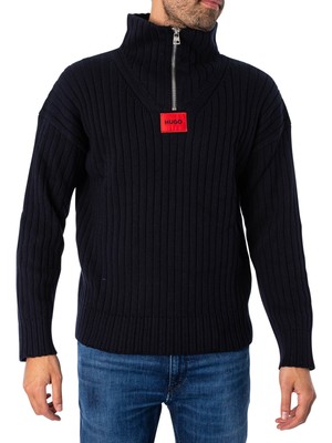 

Мужская трикотажная куртка на молнии HUGO, синяя, Синий