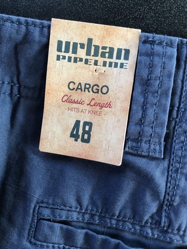 NWT Mens Urban Pipeline Blue Classic Length Cotton Cargo Shorts - Size 48