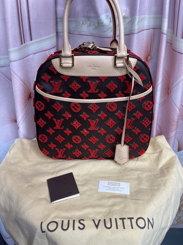 Louis Vuitton Rouge Monogram Tuffetage Deauville Cube Bag