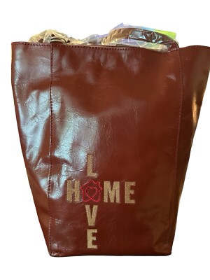 Hobo Giving Tote Red Brown Leather Bag Embroidered Snap Top Closure Shoulder NWT